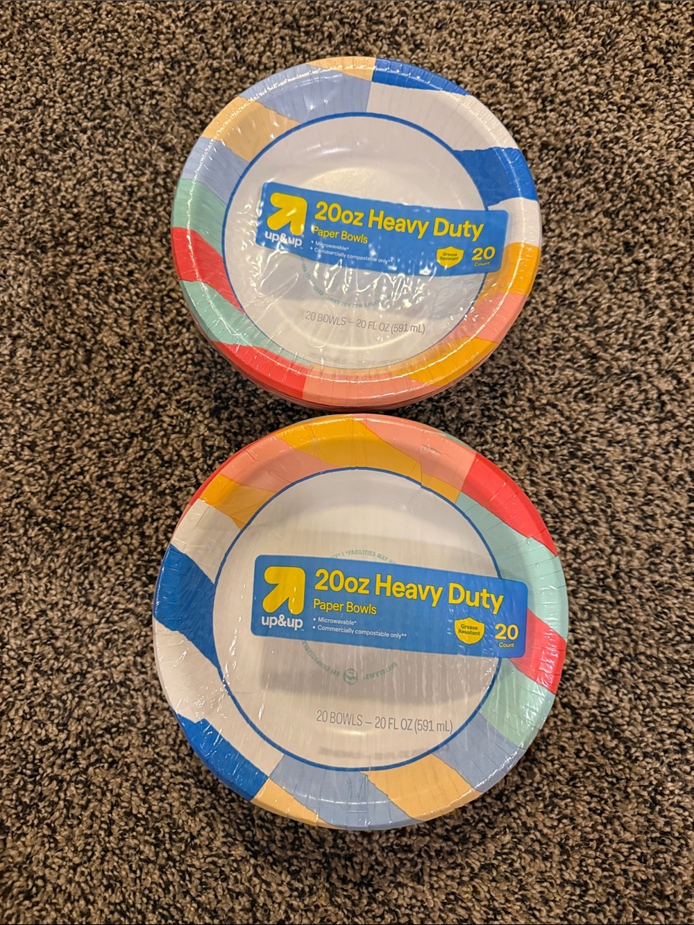 Multicolor 20oz Heavy Duty Paper Bowls - 20 Ct set of 2